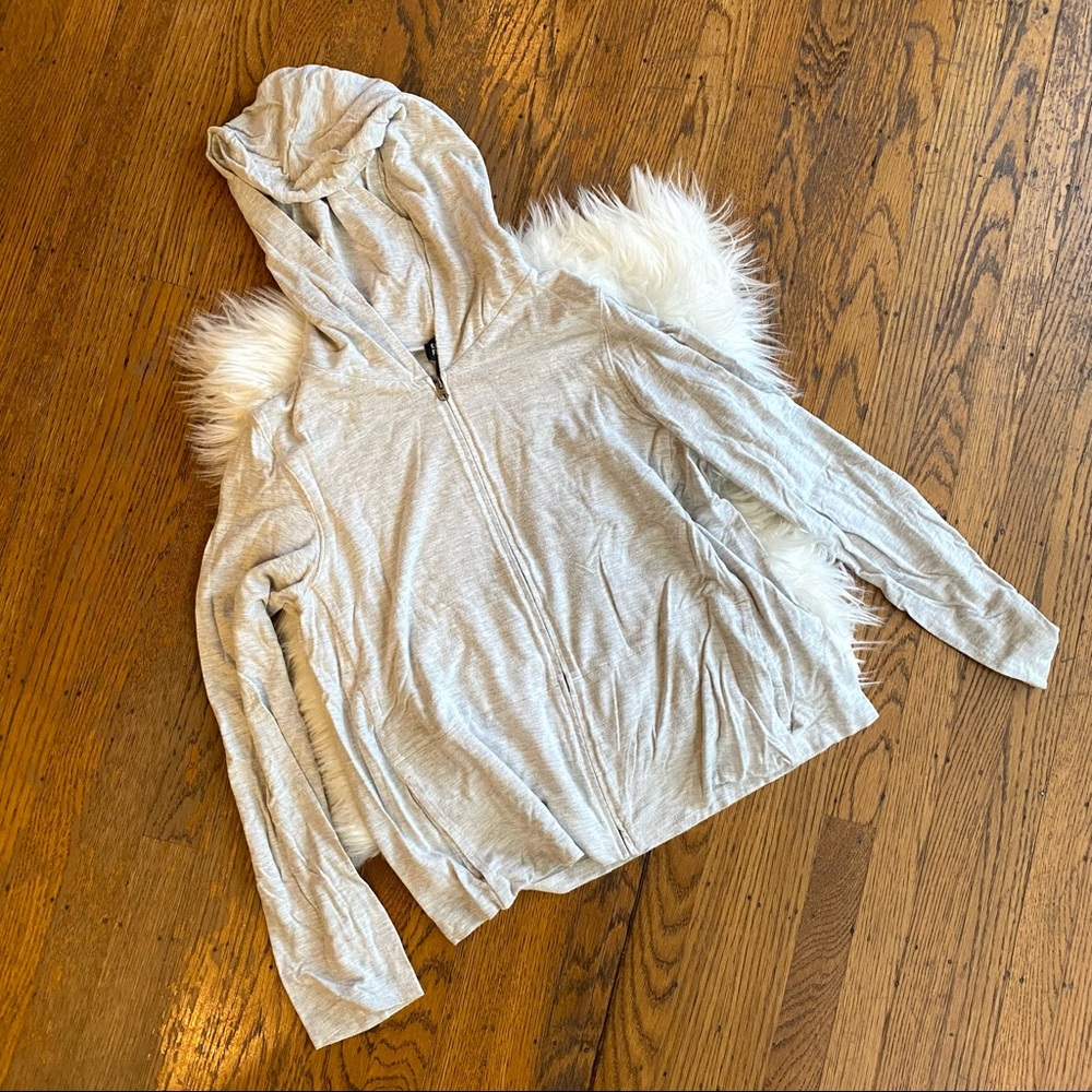 Eileen Fisher Heather Gray Zip-Up Hoodie